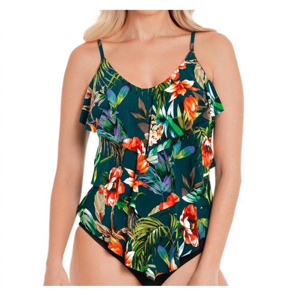 NEW MAGICSUIT rita triple tiered tankini top in blue
